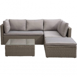 LeenBakker-LoungesetNarbonne-Antraciet-AluminiumWicker-Grijs-73x135x63Cm