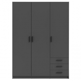 25korting-LeenBakker-KledingkastSprint3-deurs-Antracietkleur-200x147x50Cm-Spaanplaat-GrijsZwart