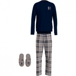 TommyHilfigerLSPantSlippersFlannelGiftsetActie