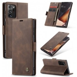 CaseMe-SamsungGalaxyNote20Ultrahoesje-WalletBookCase-Magneetsluiting-DonkerBruin
