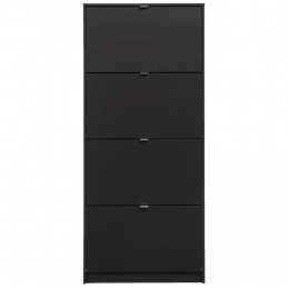 20korting-LeenBakker-SchoenenkastHamburg4Kleppen-162x703x24Cm-Spaanplaat-Zwart