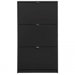 20korting-LeenBakker-SchoenenkastHamburg3Kleppen-1236x703x24Cm-Spaanplaat-Zwart