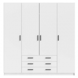 25korting-LeenBakker-KledingkastSprint4-deurs-200x196x50Cm-Spaanplaat-Wit