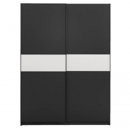 LeenBakker-SchuifdeurkastGenua-Antracietwit-204x150x60Cm-Spaanplaat-ZwartGrijs-1506x204x603Cm