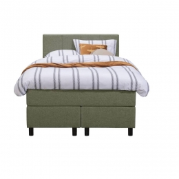 25korting-LeenBakker-BoxspringLivGeblokt-120x200Cm-RondePoot-Stof-Groen