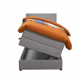 25korting-LeenBakker-BoxspringMetOpbergruimteLivEgaal-Licht-90x200Cm-Stof-Grijs