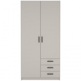 25korting-LeenBakker-KledingkastSprint2-deurs-Greige-200x985x50Cm-Spaanplaat-GrijsBeige