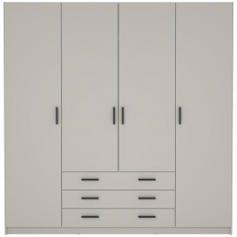 25korting-LeenBakker-KledingkastSprint4-deurs-Greige-200x196x50Cm-Spaanplaat-GrijsBeige