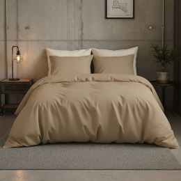 Sale-43DekbedovertrekKatoen-SatijnUni-Taupe-Tweepersoons200x200Cm-TaupeKatoen-satijn-Effen-Presence-Dekbed-Discounternl