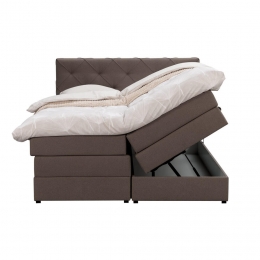 25korting-LeenBakker-BoxspringMetOpbergruimteLivGeruit-Donker-140x200Cm-Stof-Bruin