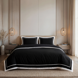 DekbedovertrekPercale-Katoen-HotelGallardo-ZwartWit-Lits-Jumeaux240x220Cm-ZwartWitPercaleKatoenKatoen-HotelLuxe-Dreamhouse-Dekbed-Discounternl