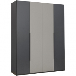 25korting-LeenBakker-KledingkastMilaan4-deurs-Grafietgreige-236x180x58Cm-Spaanplaat-ZwartGrijsTaupeBeige