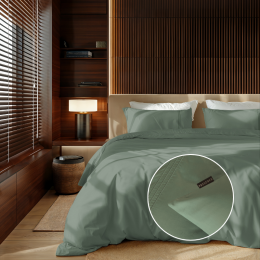 DekbedovertrekEgyptischKatoen-Uni-Truffel-Tweepersoons200x240Cm-GroenEgyptischKatoenKatoen-HotelLuxe-Presence-Dekbed-Discounternl