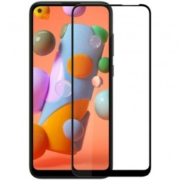 ScreenprotectorgeschiktvoorSamsungGalaxyA11-FullCover-GehardGlas-Zwart