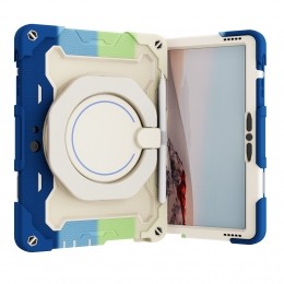 TabletHoesgeschiktvoorMicrosoftSurfaceGoGo2Go3Go4-10Inch-ArmorCasemetRing-PencilHouder-RegenboogBlauw