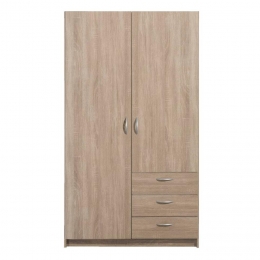 25korting-LeenBakker-KledingkastVaria2-deurs-LichtEiken-175x97x50Cm-Spaanplaat-Bruin