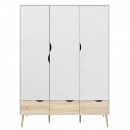 25korting-LeenBakker-KledingkastDelta-3-deurs-eiken-Spaanplaat-Wit-581x1472x2001Cm