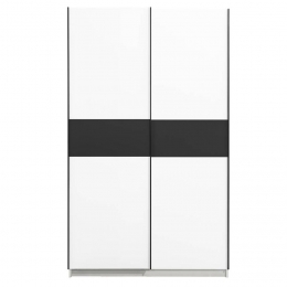 25korting-LeenBakker-SchuifdeurkastGenua-antraciet-204x122x60Cm-Spaanplaat-Wit-603x1224x204Cm