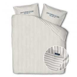 Sale-38DekbedovertrekMcGregor-Katoen-Taupe-Eenpersoons140x200Cm-TaupeWitKatoen-StrepenHotelLuxe-McGregor-Dekbed-Discounternl