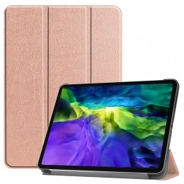 TablethoesvoorAppleiPadPro20212020tri-foldhoes-CasemetAutoWakeSleepfunctie-RosGoud