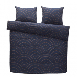25korting-LeenBakker-DekbedovertrekSendaiGrafisch-caramel-240x200220Cm-Katoen-Blauw