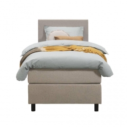 25korting-LeenBakker-BoxspringLivEgaal-90x200Cm-RondePoot-Stof-Beige