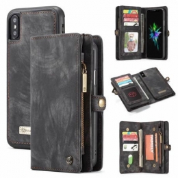 CaseMe-iPhoneXXshoesje-2in1WalletBookCase-Zwart