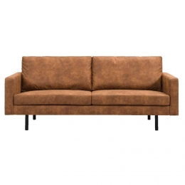 20korting-LeenBakker-BankCollin25-zits-Cognac-Lederlook-Bruin-88x210x88Cm