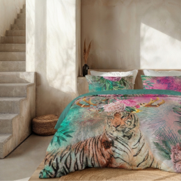 DekbedovertrekPercaleKatoen-TigerExcotic-Eenpersoons140x200Cm-MeerkleurigPercaleKatoen-Effen-Presence-Dekbed-Discounternl