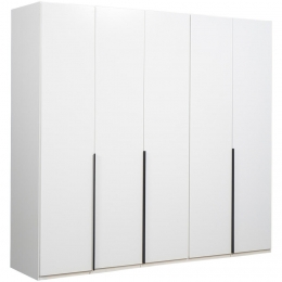 20korting-LeenBakker-KledingkastMilaan5-deurs-208x225x58Cm-Spaanplaat-Wit