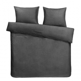 LeenBakker-DekbedovertrekDeanEffen-Antraciet-200x200Cm-Katoen-Zwart