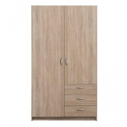 40korting-LeenBakker-KledingkastVaria2-deurs-LichtEiken-175x97x50Cm-Spaanplaat-Bruin