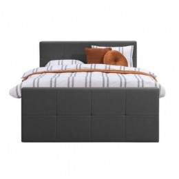 BoxspringmetvoetbordLivgeblokt-antraciet-160x200cm-rondepoot-LeenBakker
