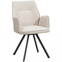 40korting-LeenBakker-EetkamerstoelRaffyMetArmleuning--Stof-Beige-58x62x92Cm