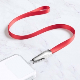 Telefoonkoord-UniverseleKoordvoorMobiel-MetAfneembaarKoord-42cmkoord-Rood