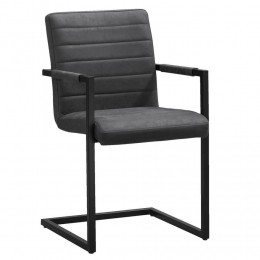 40korting-LeenBakker-EetkamerstoelLizzy-MetArmleuningen-Antraciet-MetaalPolyester-Grijs