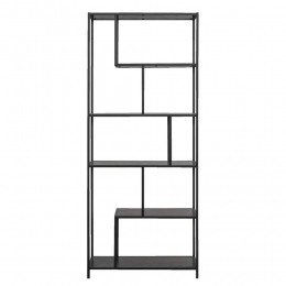 LeenBakker-BoekenkastJaxx-185x77x35Cm-MetaalMDF-Zwart