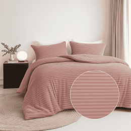 Sale-50DekbedovertrekTeddyRib-OudRoze-Eenpersoons140x200Cm-RozeMicrovezelTeddy-Strepen-FreshAndCo-Dekbed-Discounternl