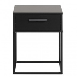 25korting-LeenBakker-NachtkastjeTokio-1Lade-Spaanplaat-Zwart-40x517x385Cm