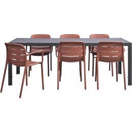 LeenBakker-TuinsetSavoieNice-Terracotta-7-delig-215Cm-KunststofAluminium-Bruin-10x10x10Cm
