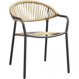 LeenBakker-TerrasstoelPalamos-Naturelantraciet-MetaalKunststof-Grijs-62x57x78Cm