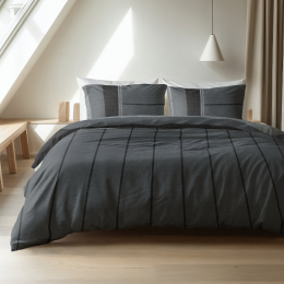 Sale-30DekbedovertrekFlanelKees-Antraciet-Tweepersoons200x200Cm-GrijsAntracietMeerkleurigFlanel-Strepen-SleeptimeElegance-Dekbed-Discounternl