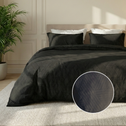 DekbedovertrekEmbossedGeometric-Zwart-Tweepersoons200x200Cm-ZwartMicrovezel-Effen-Zydante-Dekbed-Discounternl