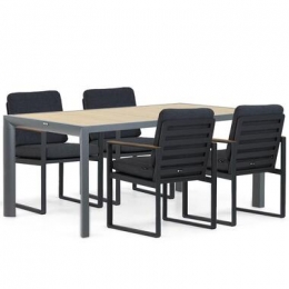 Tuinset4personen180cmAluminiumteakGrijsSantikaFurnitureSoray