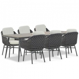Tuinset6personen240cmAluminiumwickerGrijsSantikaFurnitureSantika