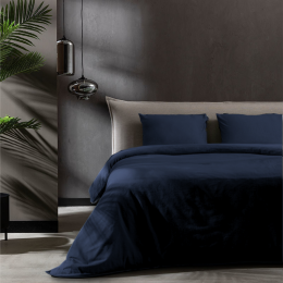 DekbedovertrekKatoenFlanel-Uni-Tweepersoons200x200Cm-NavyKatoenFlanel-Effen-FreshAndCo-Dekbed-Discounternl