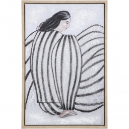 LeenBakker-SchilderijWoman-Multikleur-60x40Cm-HoutCanvas-WitZwart-38x40x60Cm