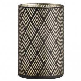 15korting-LeenBakker-WaxinelichthouderStrauss-goudkleur-10x15Cm-Glas-Zwart