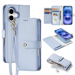 DuxDucis-TelefoonHoesjegeschiktvoorAppleiPhone16Plus-HoesjegeschiktvoorMagsafeMagneet-2in1WalletBookCase-LawaSeries-LichtBlauw