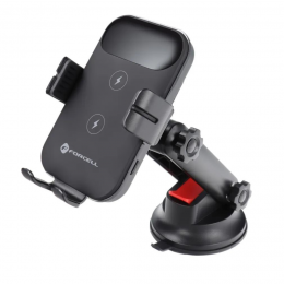 Forcell-AutohoudergeschiktvoorTelefoon-Draadlozeoplader-Zuignap-15W-Zwart